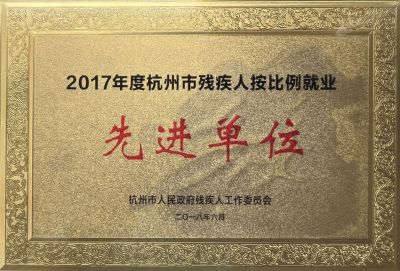 2017年残疾人就业比例先进单位